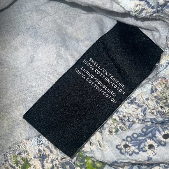 𝅺SEVEN for All Mankind blue floral print Peplum Blouse size Medium - Picture 13 of 16